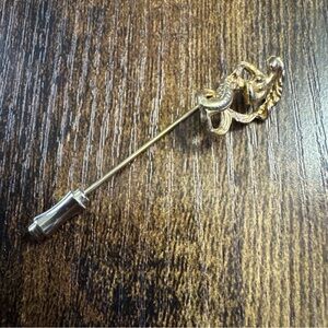 Vintage Gold Tone Mermaid Stick Pin Brooch Woman Fairytale
